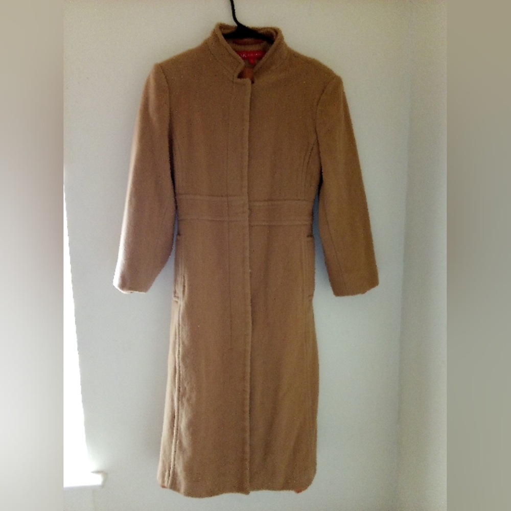 Women's Ann Klein Long Tan Pea Coat size 6/4
